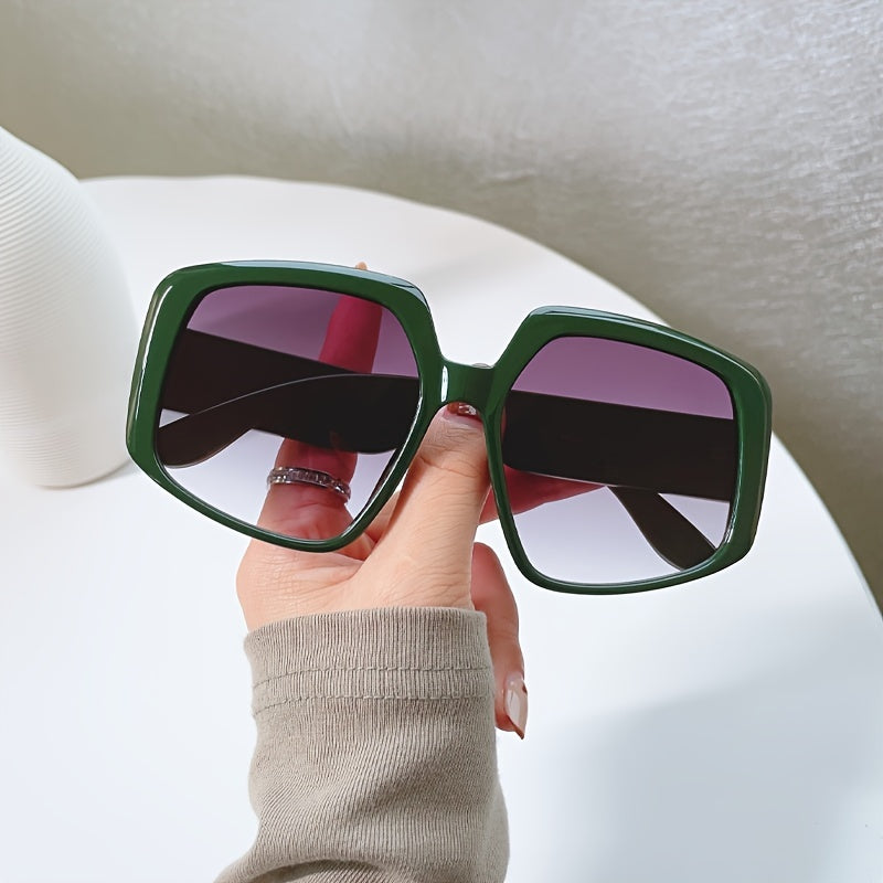 Dark Green Vintage Oversized Sunglasses Women Sun Protection