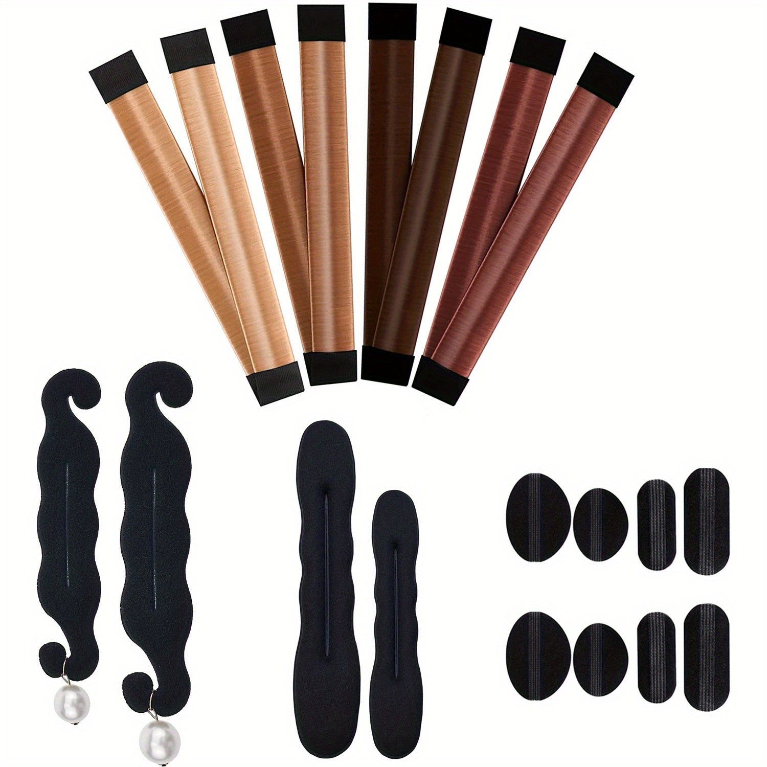 Hair Styling Accessory Set with Bun Maker, Clips, Combs & More