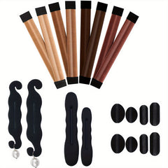 Hair Styling Accessory Set with Bun Maker, Clips, Combs & More