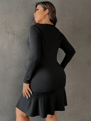 Solid Bodycon Dress Crew Neck High Stretch Slim Fit Dress