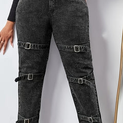 Solid Button Fly High Stretch Jeans
