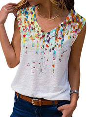 Women's V-Neck Floral Print Sleeveless Cami Top
