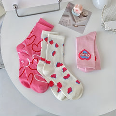 Heart & Leopard Print Socks Women's Mid Tube Stockings