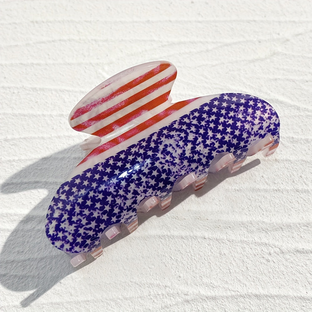 Patriotic Acrylic Hair Claw Clip American Flag Hair Grip Clip Women Independence