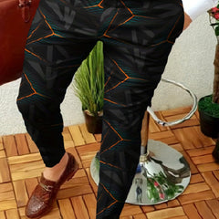 Geometric Print Slacks Vintage Style Stretch Dress Pants For Business Party