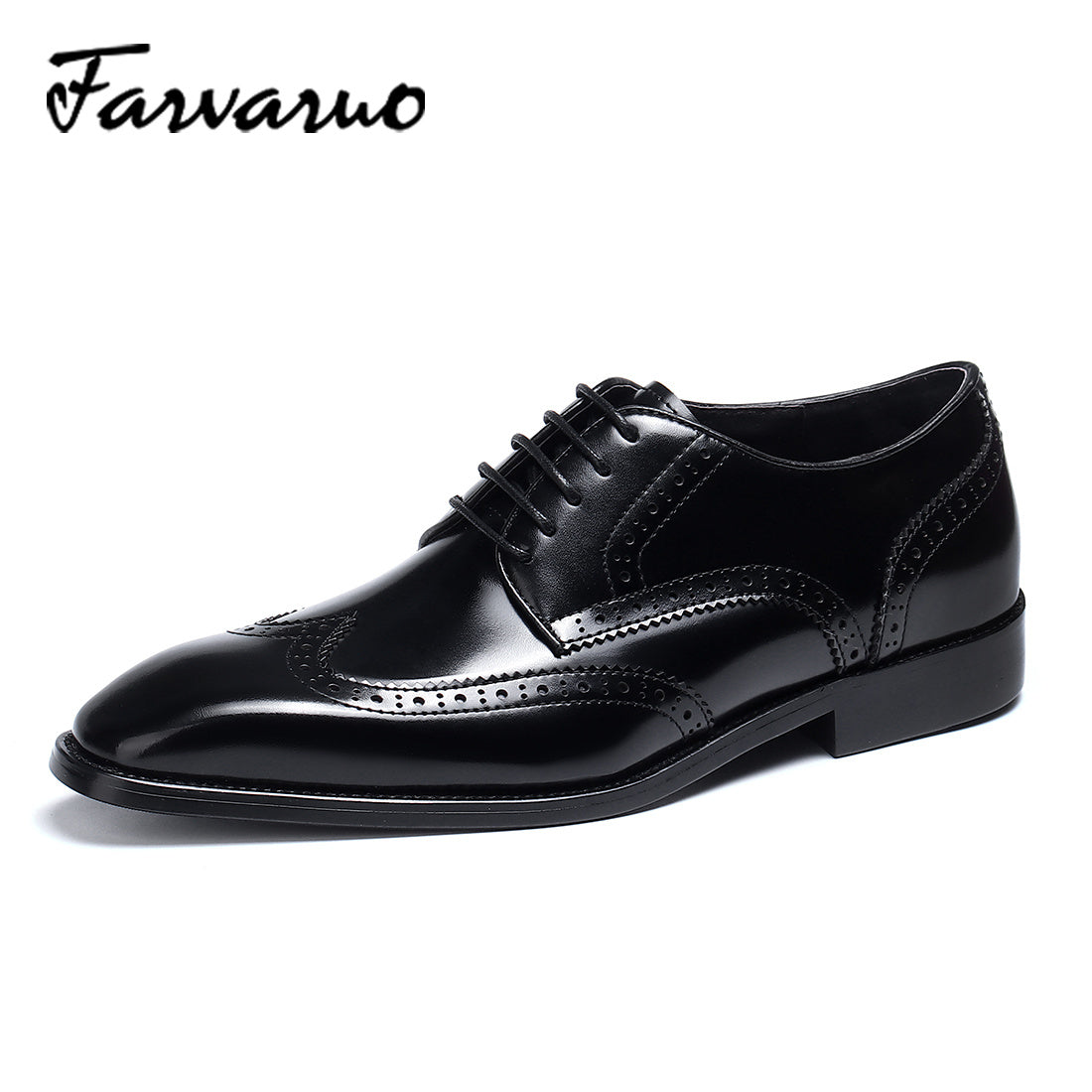 FARWARWO Wingtip Brogue Oxford Shoes Pointed Toe Formal Dress Shoes