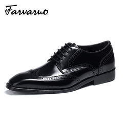FARWARWO Wingtip Brogue Oxford Shoes Pointed Toe Formal Dress Shoes