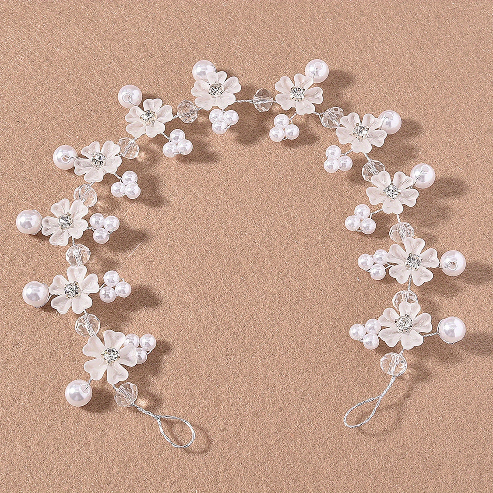 Pearl & Rhinestone Hairband Soft Vines Wreath for Party Hairstyles