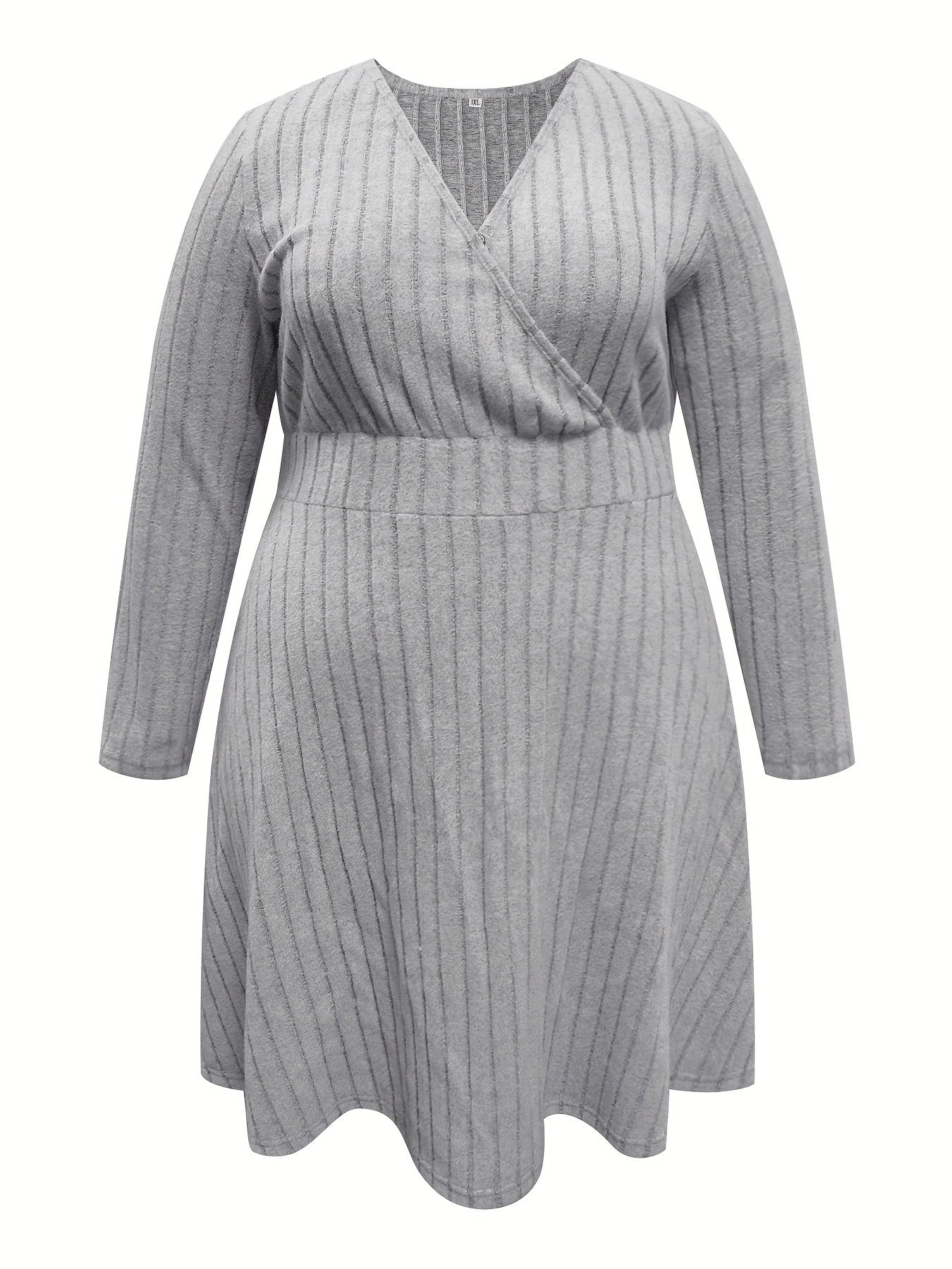 Solid Ribbed Long Sleeve Sweater Dress