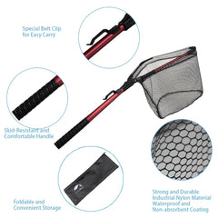 YVLEEN Folding Fishing Net Aluminum Telescopic Pole Nylon Mesh 16 Hoop Size