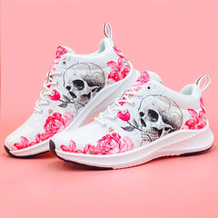 Skull & Rose Pattern Lightweight Sneakers