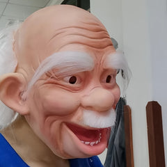 Funny Open Mouth Bald Man Party Mask Wrinkled Male Costume for Halloween