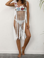 Crochet Cover Up Tassel Decor High Stretch Cover Up Women's Swimwear
