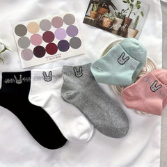 Bunny Rhinestone Crew Socks - Comfy & Breathable Women's Stockings