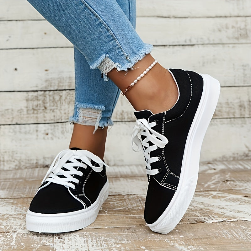 Women's Canvas Shoes Casual Lace Up Outdoor Sneakers Lightweight