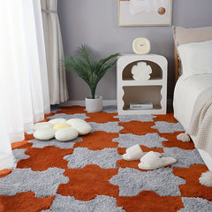 6pcs Plush Shag Puzzle Floor Mat Bay Window Seat Carpet Anti Slip Washable