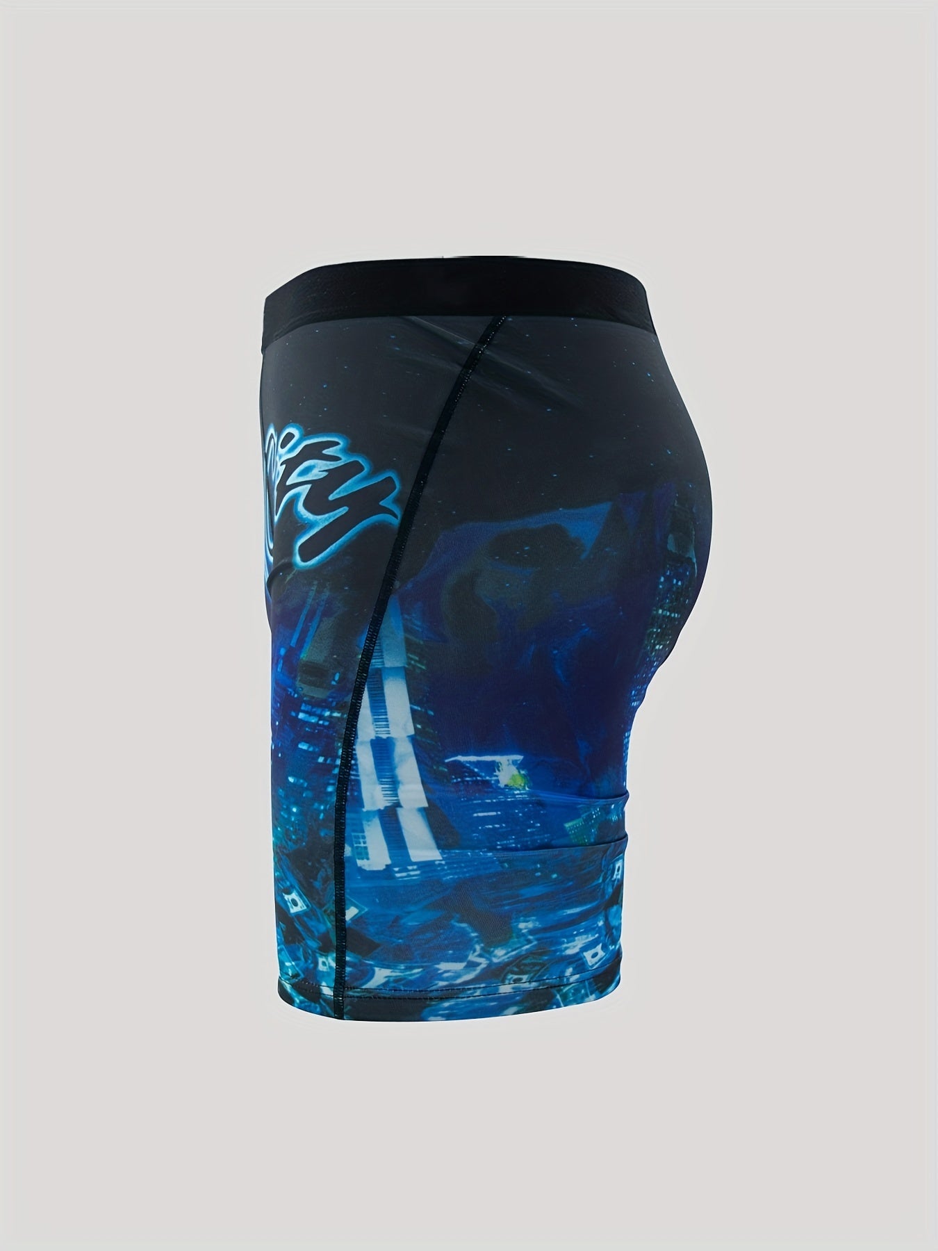 Stretch Breathable Boxer Shorts with Magic City Print for Men