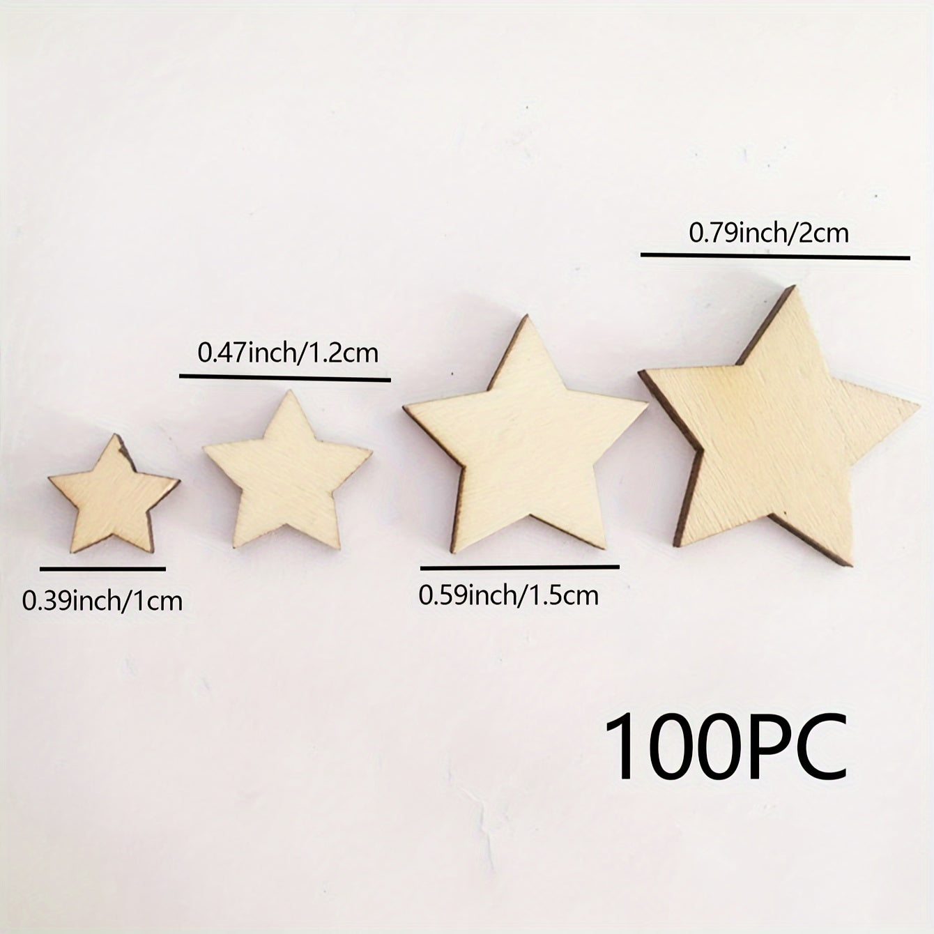 100pcs Wooden Star Set Hollow Blanks Wedding DIY Crafts