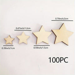 100pcs Wooden Star Set Hollow Blanks Wedding DIY Crafts