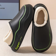 Men's Waterproof Warm Lined Slippers for Indoor Outdoor House Shoes Winter
