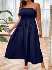 Solid Strapless Maxi Tube Dress Women's Casual Slight Stretch