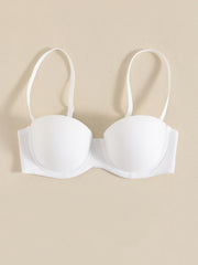 Glossy Molded Cup Push Up Bra Comfort Invisible Removable Strap T Shirt Bra