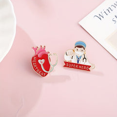 Doctor Heart Enamel Pin Brooch Jacket Backpack Hat Jewelry