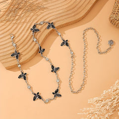 Rhinestone Butterfly Metal Waist Chain Silvery Girdle For Women