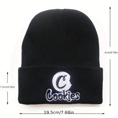 Letter Embroidery Knitted Hat Pullover Warm Coldproof Hat