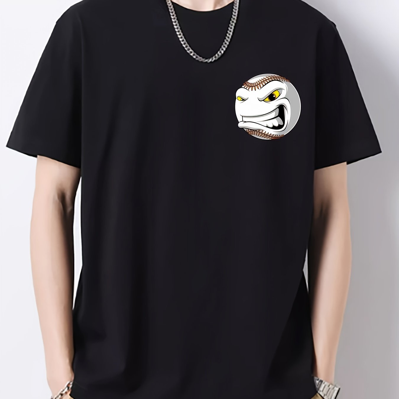 Men's Ball Print Graphic Cotton Crew Neck Active T-shirt