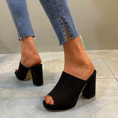 Women's Block Heeled Sandals Comfy Open Toe Slip On Shoes