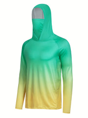Men's Camo Raglan Sleeve Hoodie w/ Mask Anti UV Sun Protection Fishing Shirt
