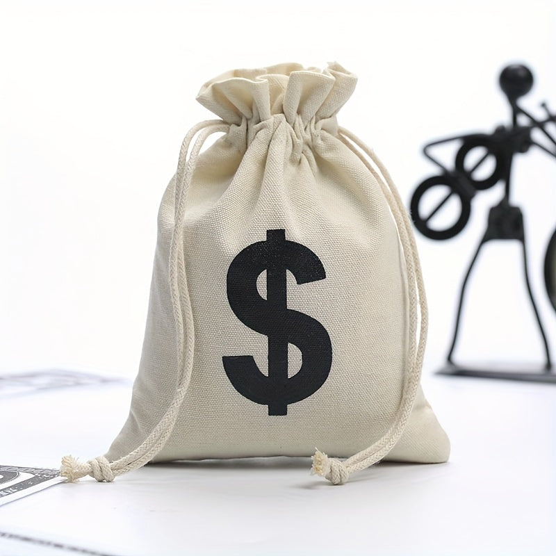 US Dollar Canvas Bag Coin Money Bag Large Capacity Drawstring Bag