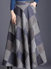 Patchwork Print High Rise A-line Maxi Skirt