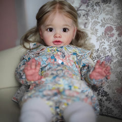 Pippa Reborn Doll, Floral Dress, Realistic Hair