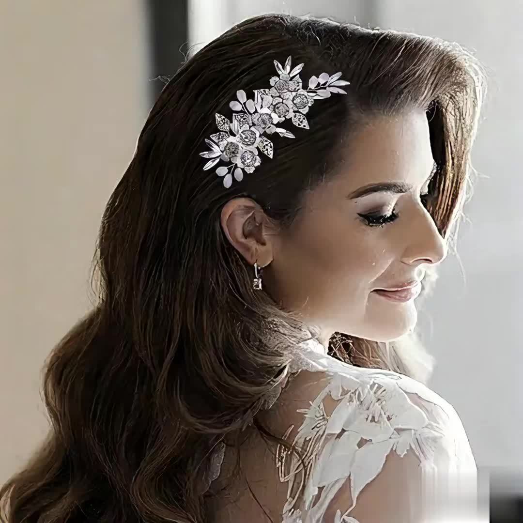 Rhinestone Bridal Side Comb Handwoven Crystal Headdress
