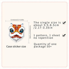 50pcs Lion Dance Cartoon Stickers Chinese Traditional Culture Luggage Decoration
