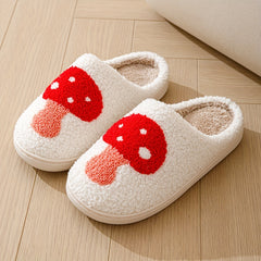 Cozy Plush House Slippers Mushroom Shoes Men Winter Anti-slip Indoor