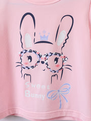 2pcs Girls Easter Rabbit T Shirts & Polka Dot Shorts Set Kids Summer Clothes
