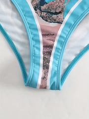 Butterfly Print One Piece Swimsuit & Cover Up Skirt