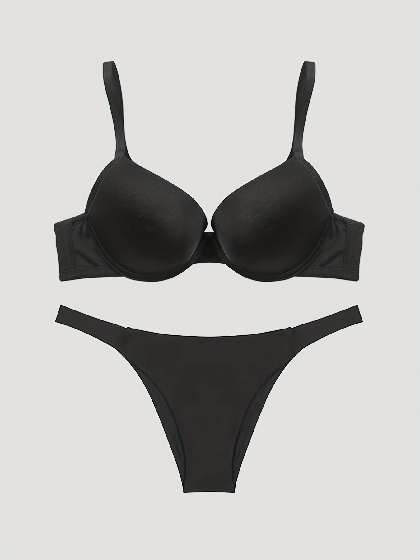 Solid Push Up Bra & Panties Lingerie Set