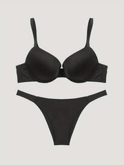 Solid Push Up Bra & Panties Lingerie Set