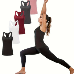 5pcs Women Racer Sports Tank Top V Shaped Casual Yoga Basic Running Fitness Tank