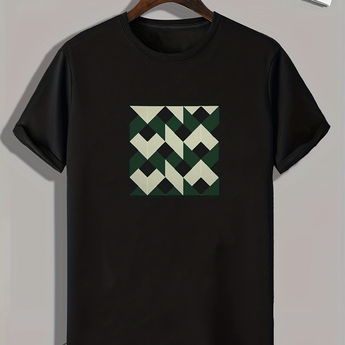 Geometric Print Men's Tee Stretch Breathable Outdoor Summer T-shirt