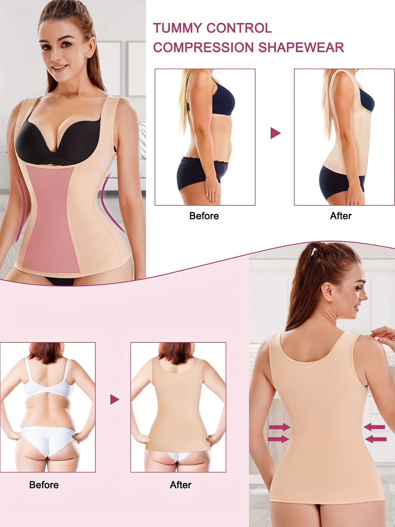 Tummy Control Tank Top Waist Trainer Shaper Open Bust Slimming Cami