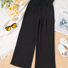 Girls High Waist Wide Leg Pants Kids Spring Summer Clothes