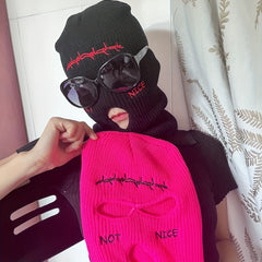 3 Hole Skiing Mask Knitted Balaclava Full Face Cover Winter Sports Mask