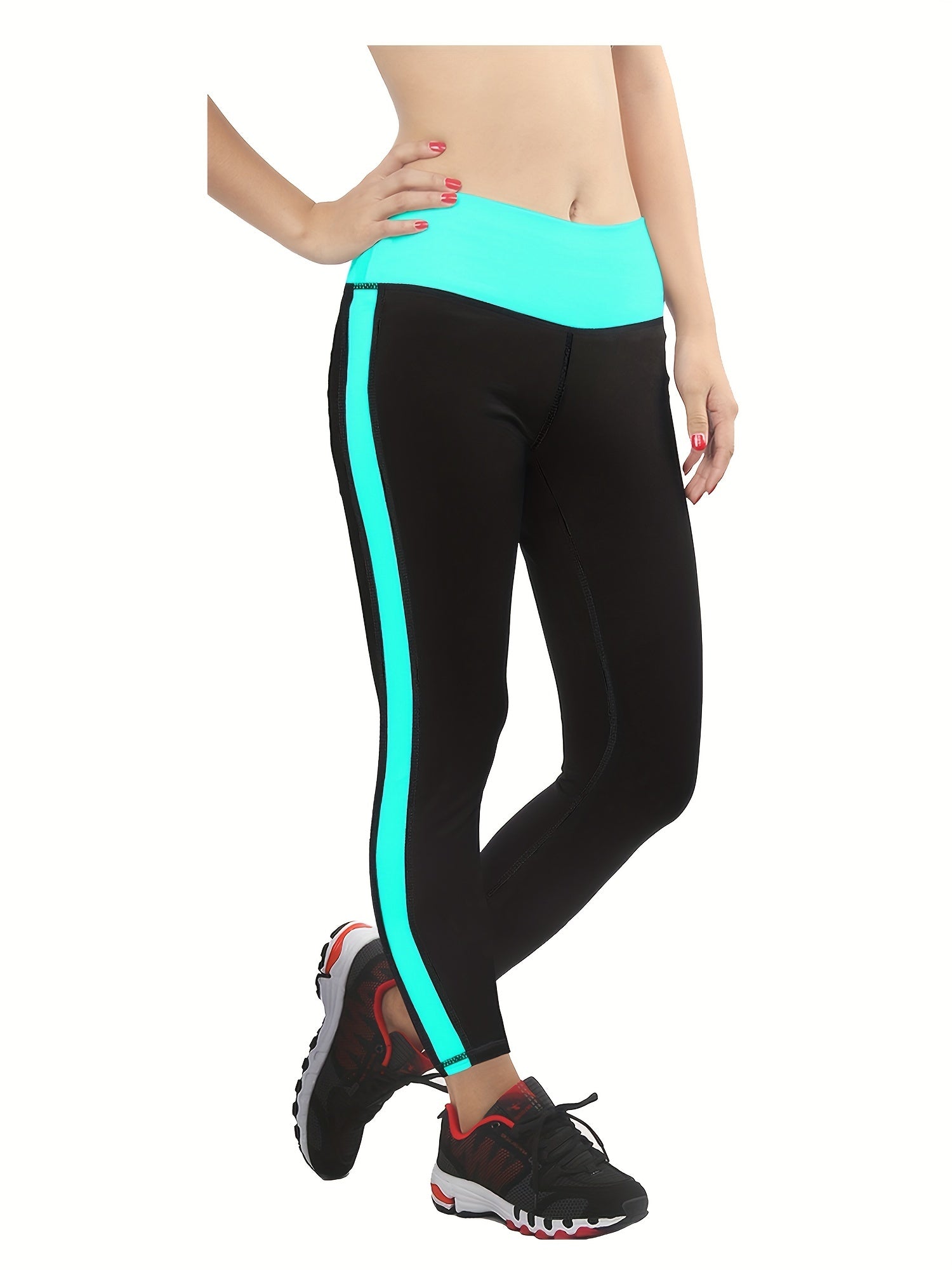 Colorblock Fitness Pants Running Yoga Leggings Activewear