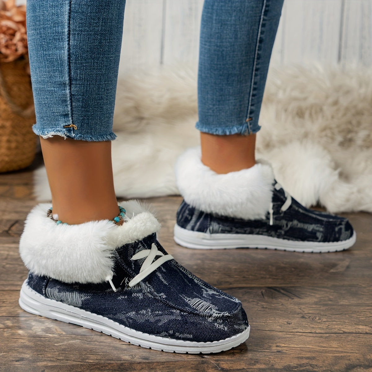 Women's Thermal Snow Shoes Outdoor Walking Comfort Winter Flat Shoes