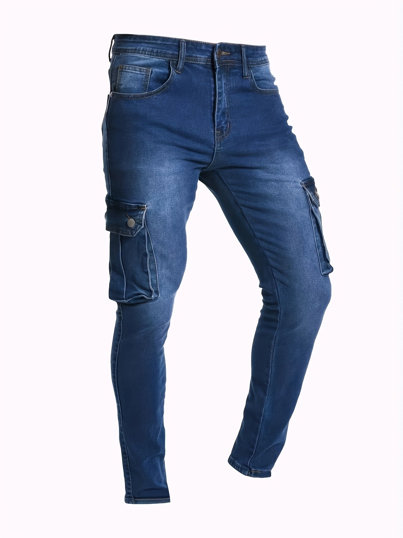 Men's Distressed Slim Fit Jeans with Pockets